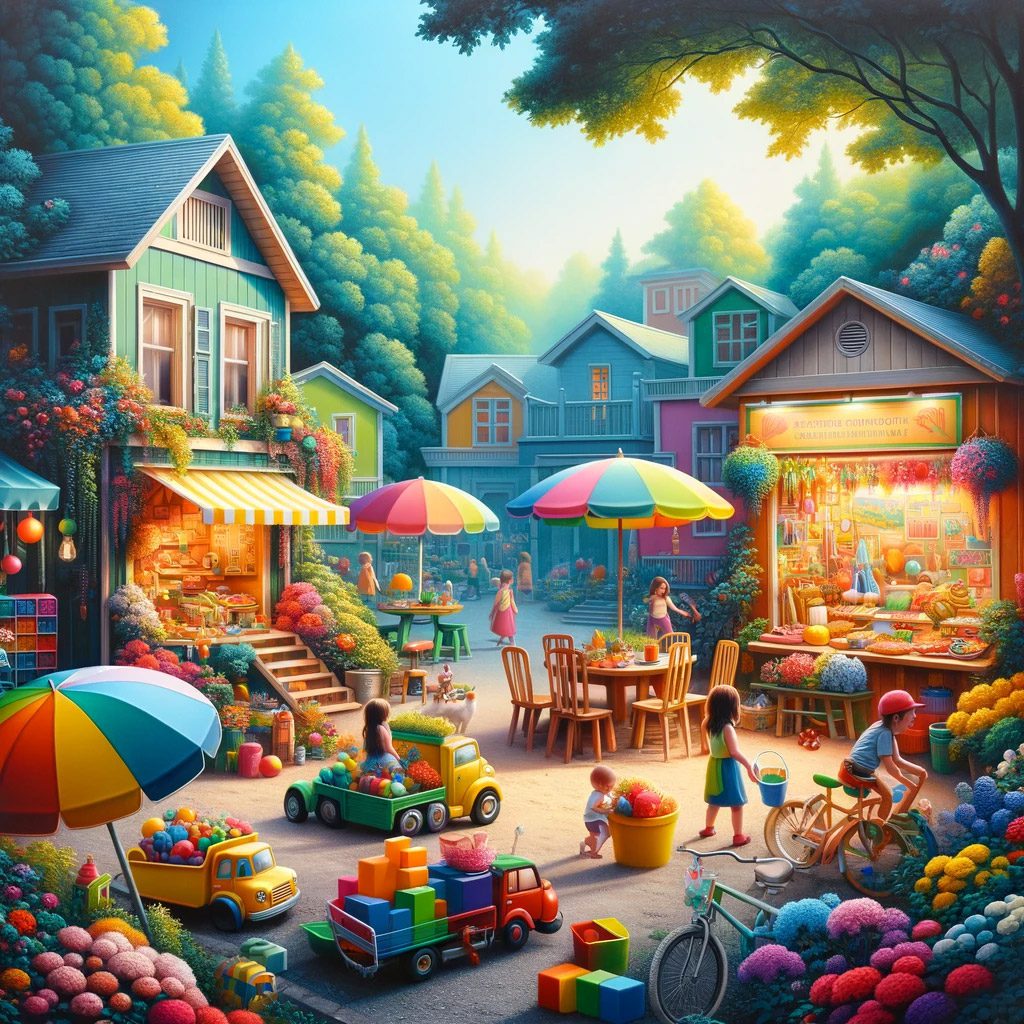 A realistic photograph capturing a lively scene highlighting the impact of vibrant and contrasting colors in photography composition.